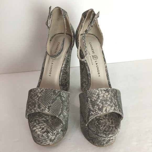 Chinese Laundry Women's Snakeskin Avenue 2 Platform Sandal Block Heels 8.5 NEW - Picture 3 of 16